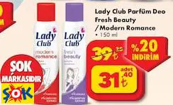 LADY CLUB PARFÜM DEO FRESH BEAUTY /MODERN ROMANCE DEODORANT 150 ML